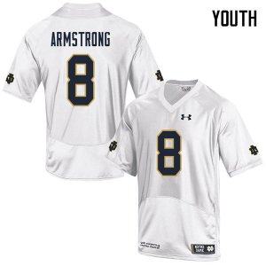 Notre Dame Fighting Irish Youth Jafar Armstrong #8 White Under Armour Authentic Stitched College NCAA Football Jersey RNF5499NO